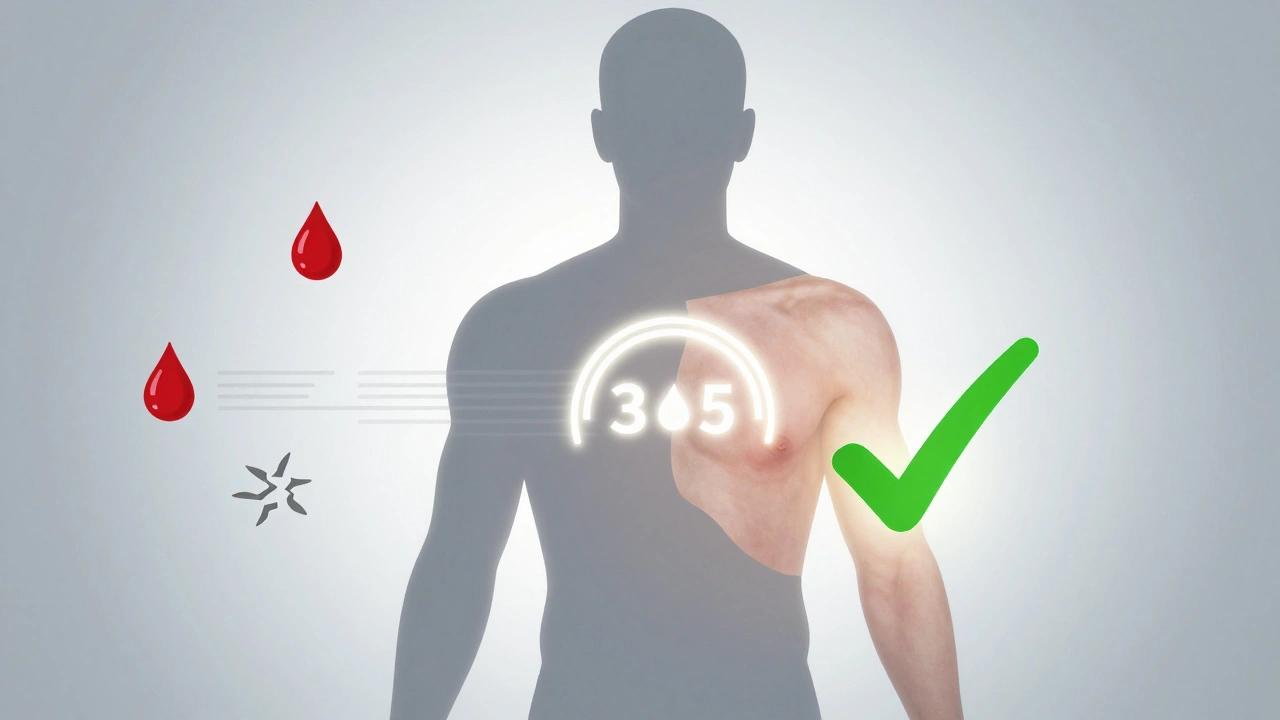 Kontur člověka s časovačem 3-5 dní a symboly rizik podraždění a ztráty podpory.