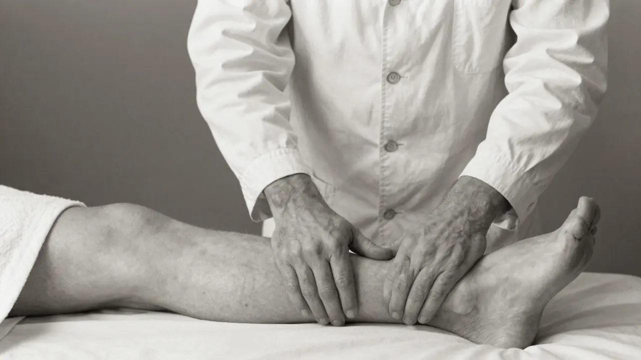 Dr. Emil Vodder provádí lymfatickou masáž v roce 1930, černobílá fotografie