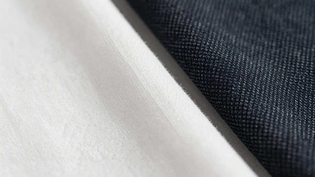 Srovnání textur látek: měkká bavlna a tuhá džina pro ilustraci.