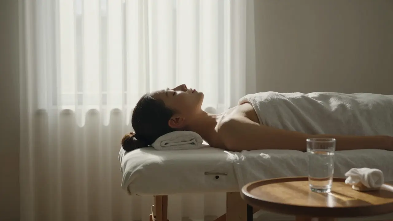Klidná scéna regenerační masáže s důrazem na relaxaci