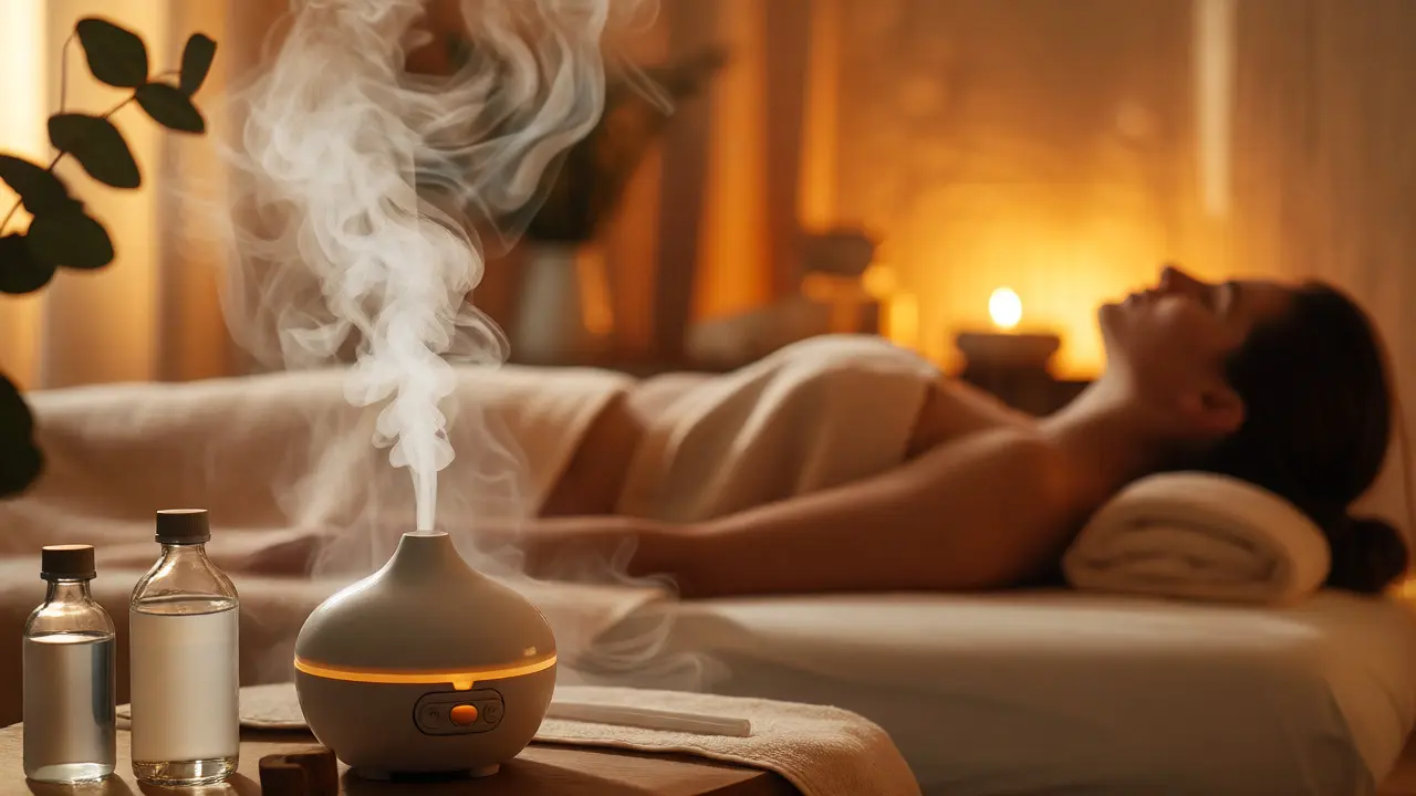 Čistý difuzér v relaxačním masážním prostředí